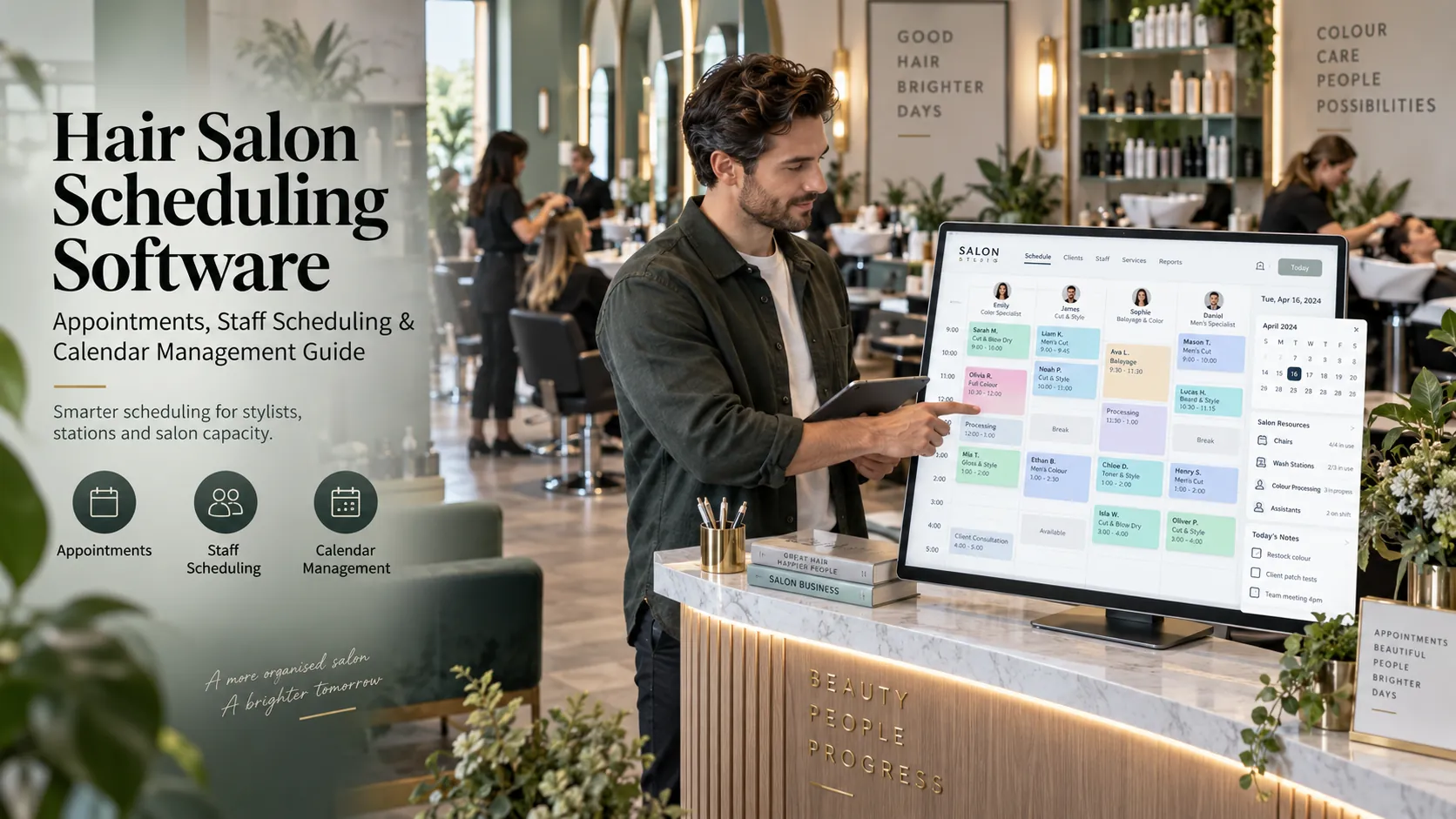 Hair salon scheduling software for appointments, stylist scheduling, resources and calendar management
