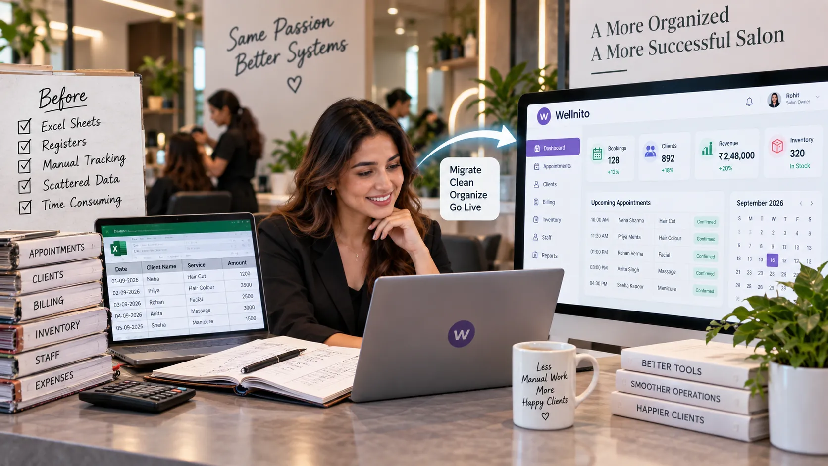 How to migrate from Excel and registers to salon management software using Wellnito