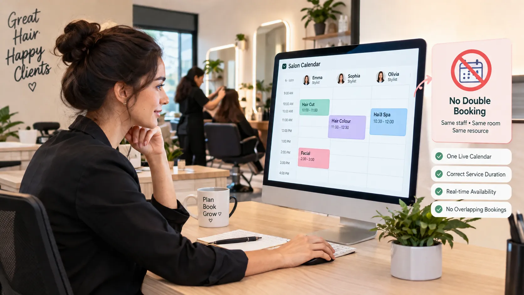 How to prevent double booking in a salon using real-time appointment scheduling software