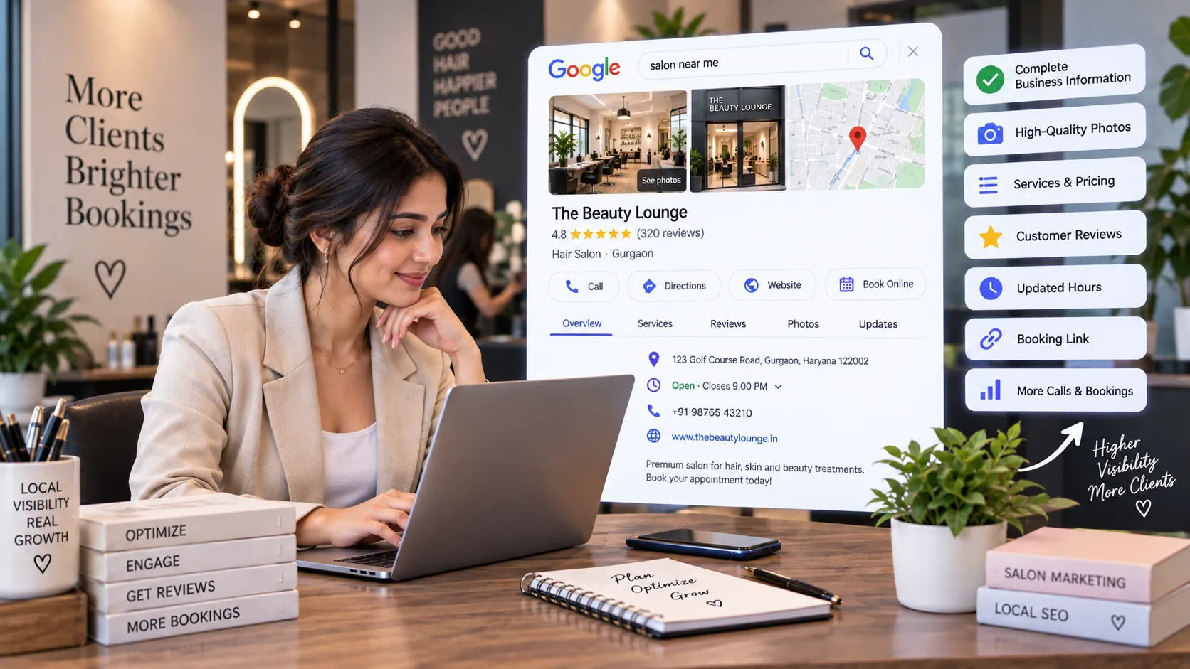 Salon Google Business Profile optimization for better local visibility, reviews and online bookings