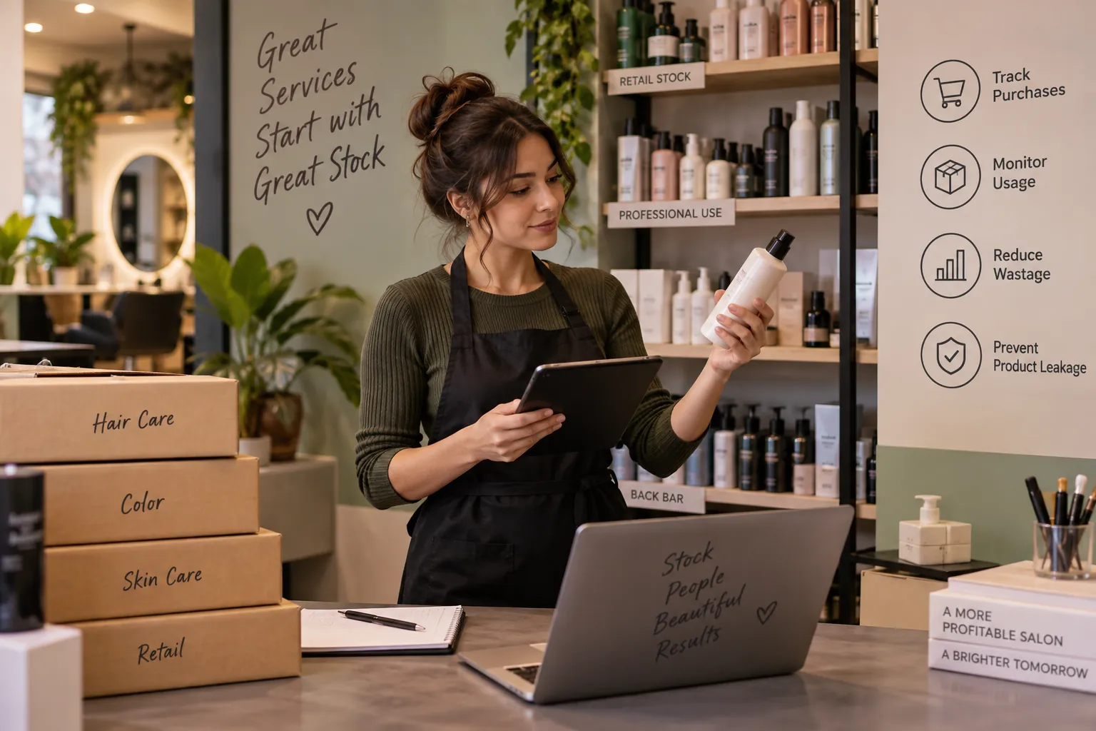 Salon inventory management for tracking product usage, reducing wastage and preventing stock leakage