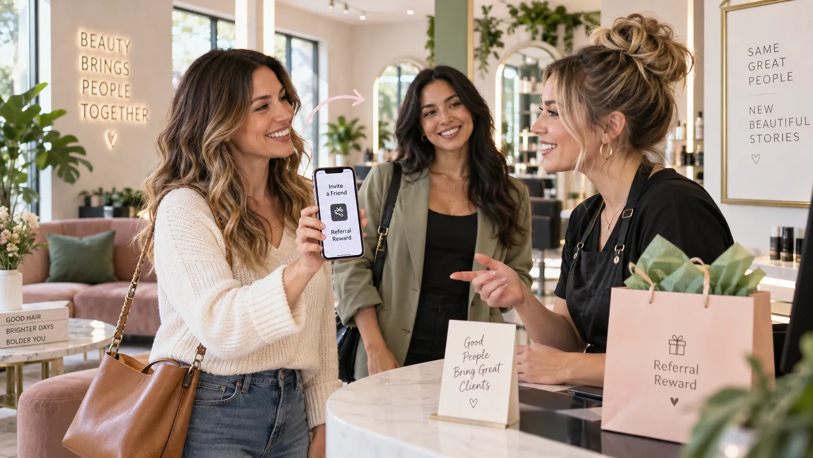 Salon referral program helping existing clients refer friends and earn rewards